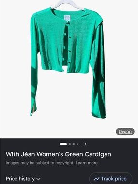 With Jean Bright Green Cropped Button Cardigan